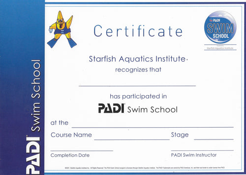 PADI Student Wall Certificate