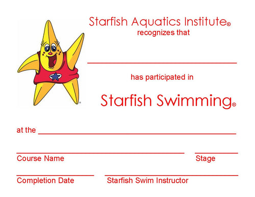 Participant Certificate - Starfish Swimming (25 pk)